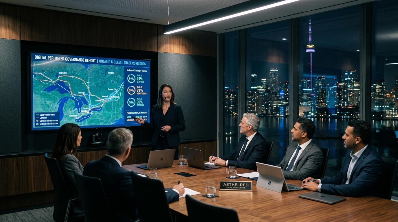 Commercial infrastructure advisory briefing evaluating corporate namespace assets and perimeter exposure across Ontario and Quebec commercial corridors.