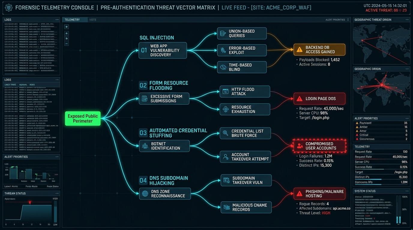 Pre-Authentication Attack Vectors, Surface Exploitation & Active Perimeter Defense